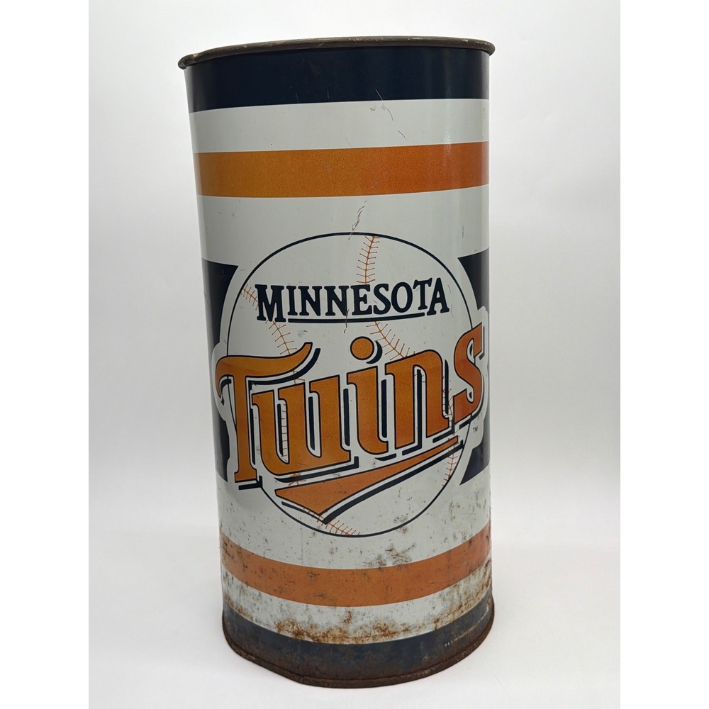 Vintage‎ 1990 Minnesota Twins MLB Metal Trash Can Wastebasket P&K Products